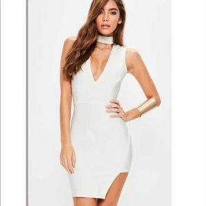🔥Missguided White Choker V Neck Bandage Dress